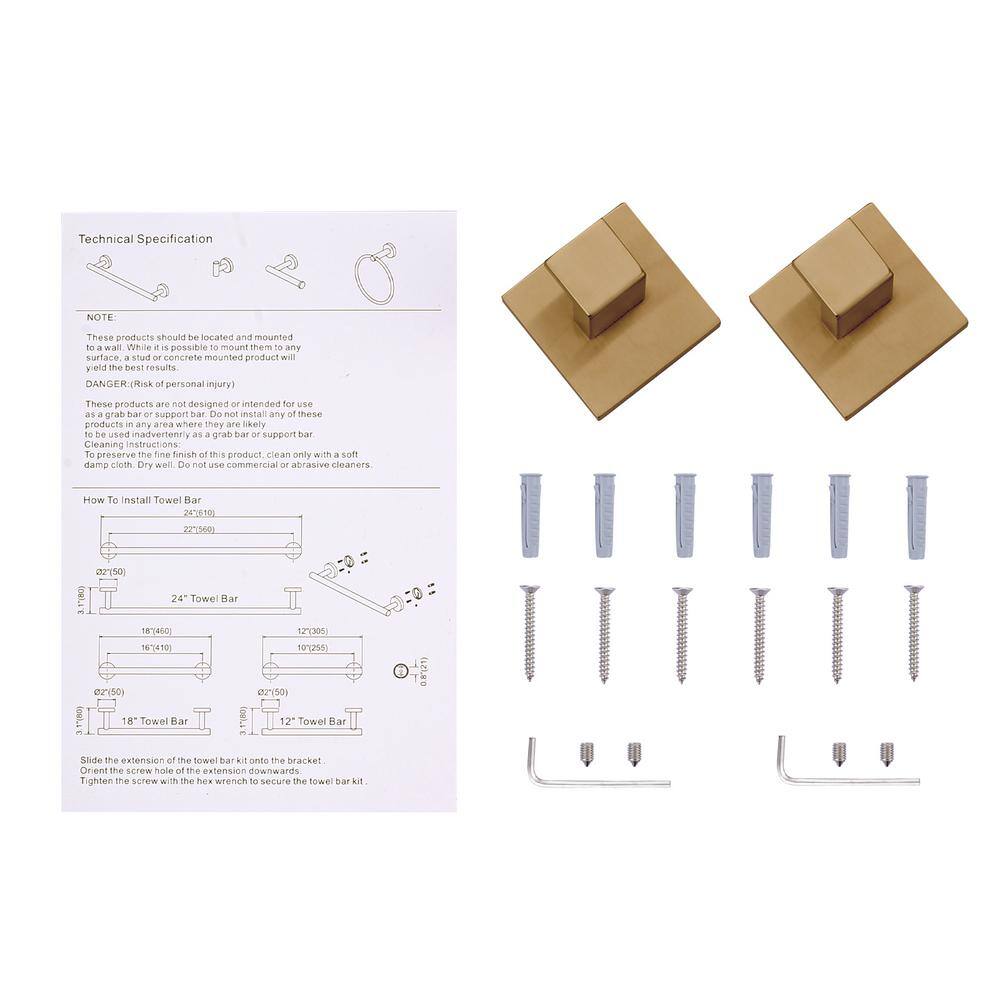 Brushed Gold Stainless Steel Wall Mounted J-Hook Set