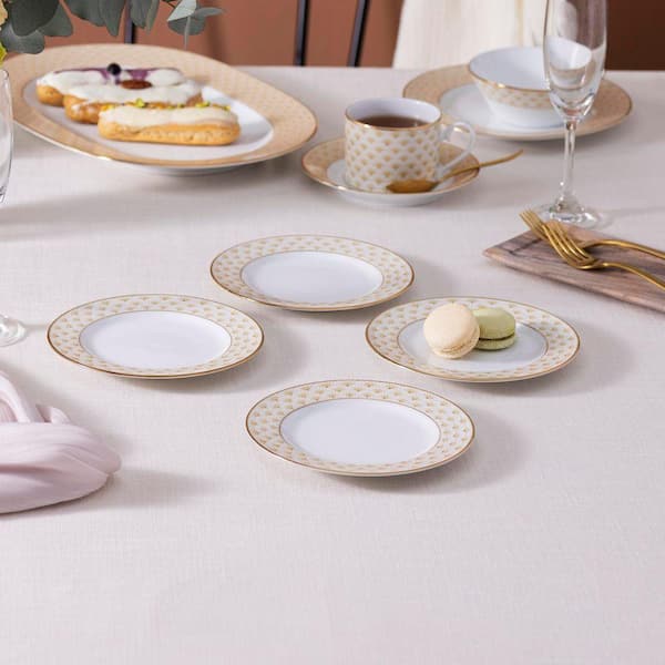 Trocadero Gold 6.50 in. (Gold) Porcelain Bread and Butter/Appetizer Plates, (Set of 4)
