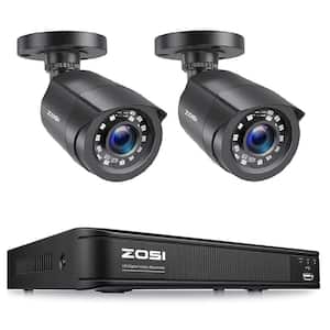 4-Channel 1080p No HDD Security System with 2 Wired Bullet Cameras, Surveillance System