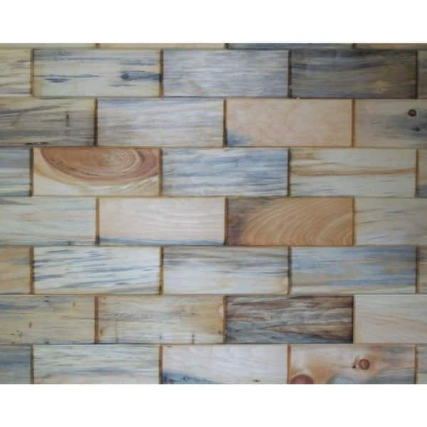Rustix Woodbrix 3 in. x 8 in. Unfinished Antique Blend North Eastern White Pine Wooden Wall Tile