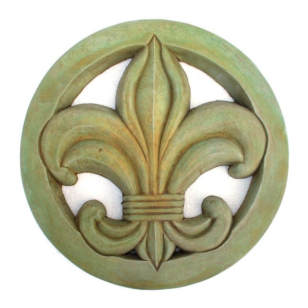 Unbranded Cast Stone Fleur-De-Lis Stepstone Weathered Bronze