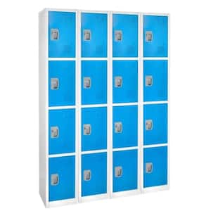 72 in. x 12 in. x 12 in. 4-Compartment Steel Tier Key Lock Storage Locker in Blue (4-Pack)
