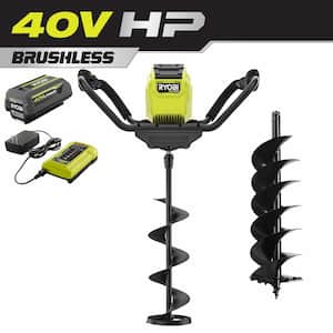 40-Volt HP Brushless Ice Auger with 8 in. Ice Bit, 8 in. Dirt Bit and 4.0 Ah Battery and Charger
