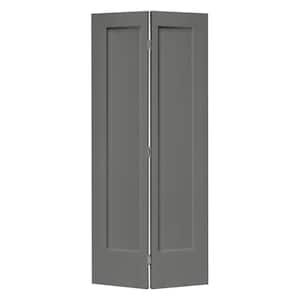 24 in. x 80 in. 1 Panel Shaker Light Gray Painted MDF Composite Bi-Fold Closet Door with Hardware Kit