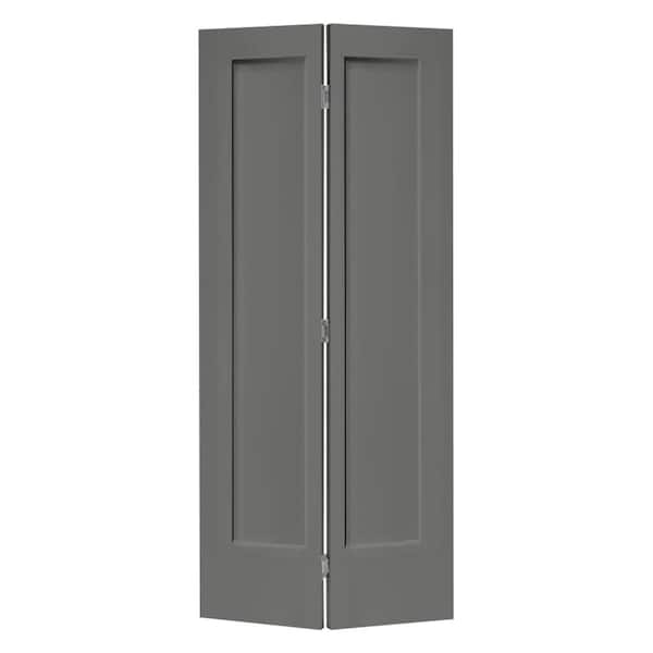 CALHOME 30 in. x 80 in. 1 Panel Shaker Light Gray Painted MDF Composite Bi-Fold Closet Door with Hardware Kit