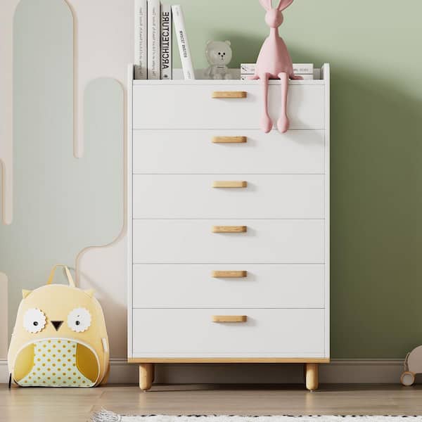 Polibi Modern Simple Style White 6 Drawers 26 in. W Chest of Drawers
