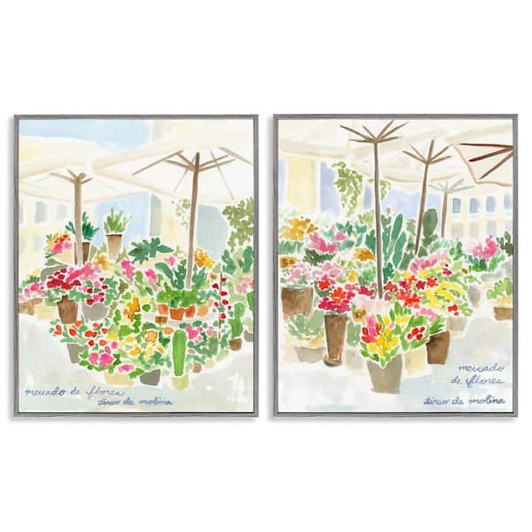 Stupell Industries Outdoor Gardens Patio by June Erica Vess 2 Pieces Gray Framed Nature Giclee Art Print 30 in. x 24 in.