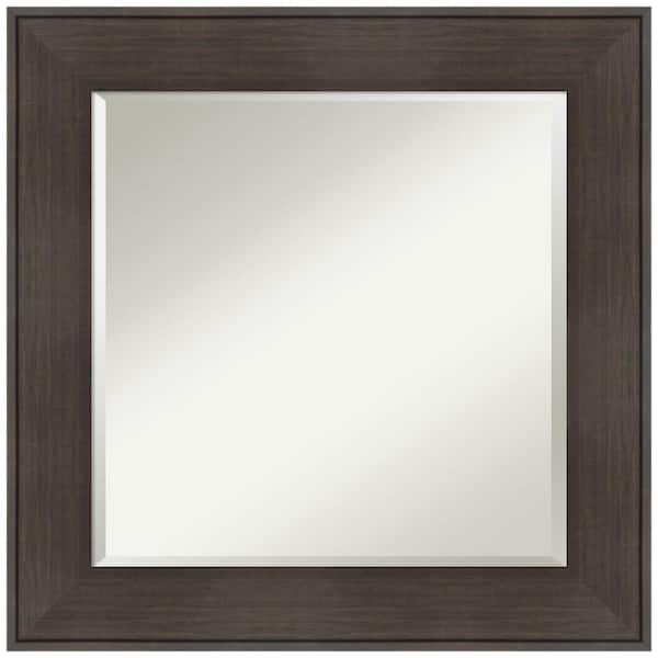 Amanti Art William Rustic Woodgrain 26.25 in. x 26.25 in. Rustic Square Framed Espresso Bathroom Vanity Mirror