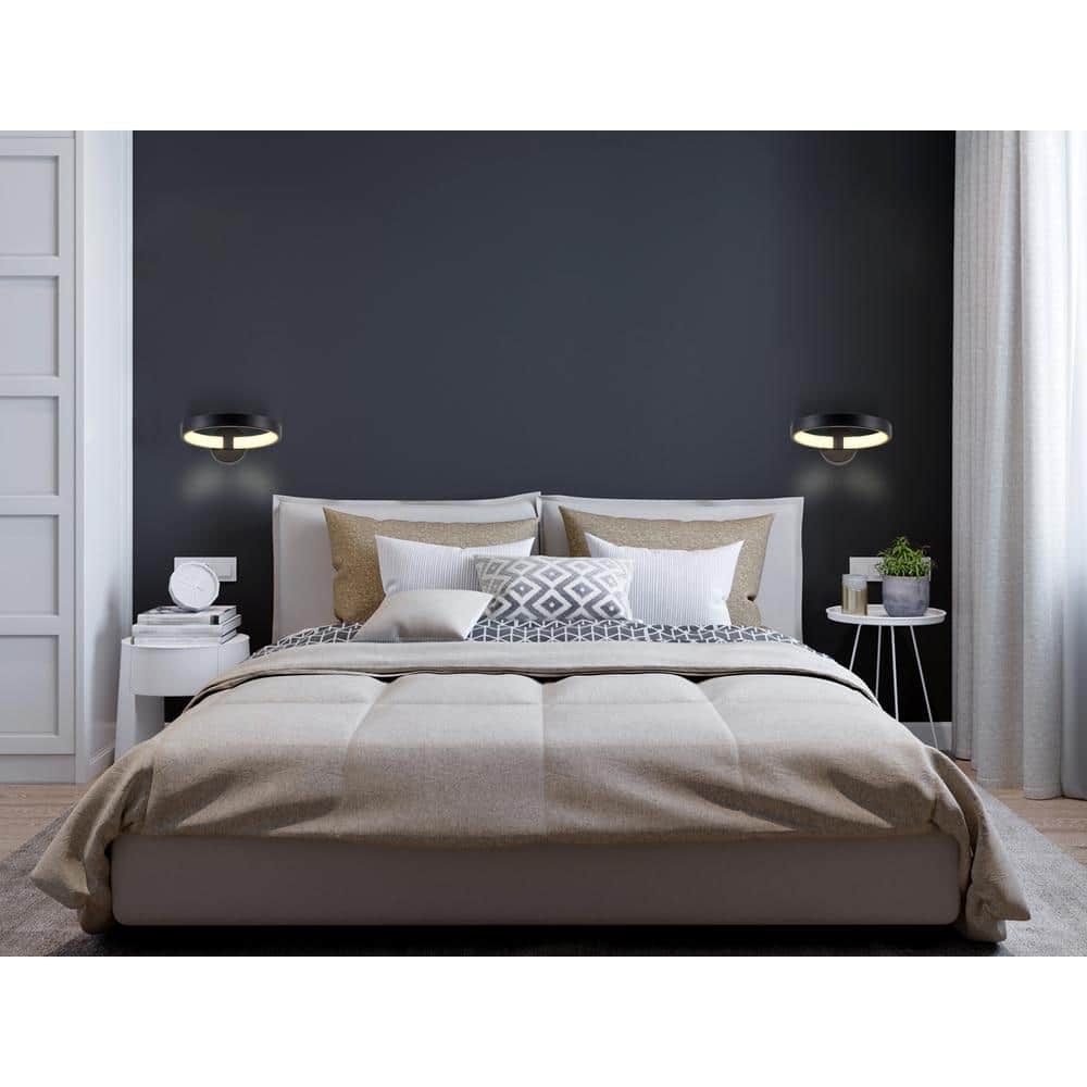 Nathaniel Minimalistic Transitional 12" Matte Black LED Wall Sconce