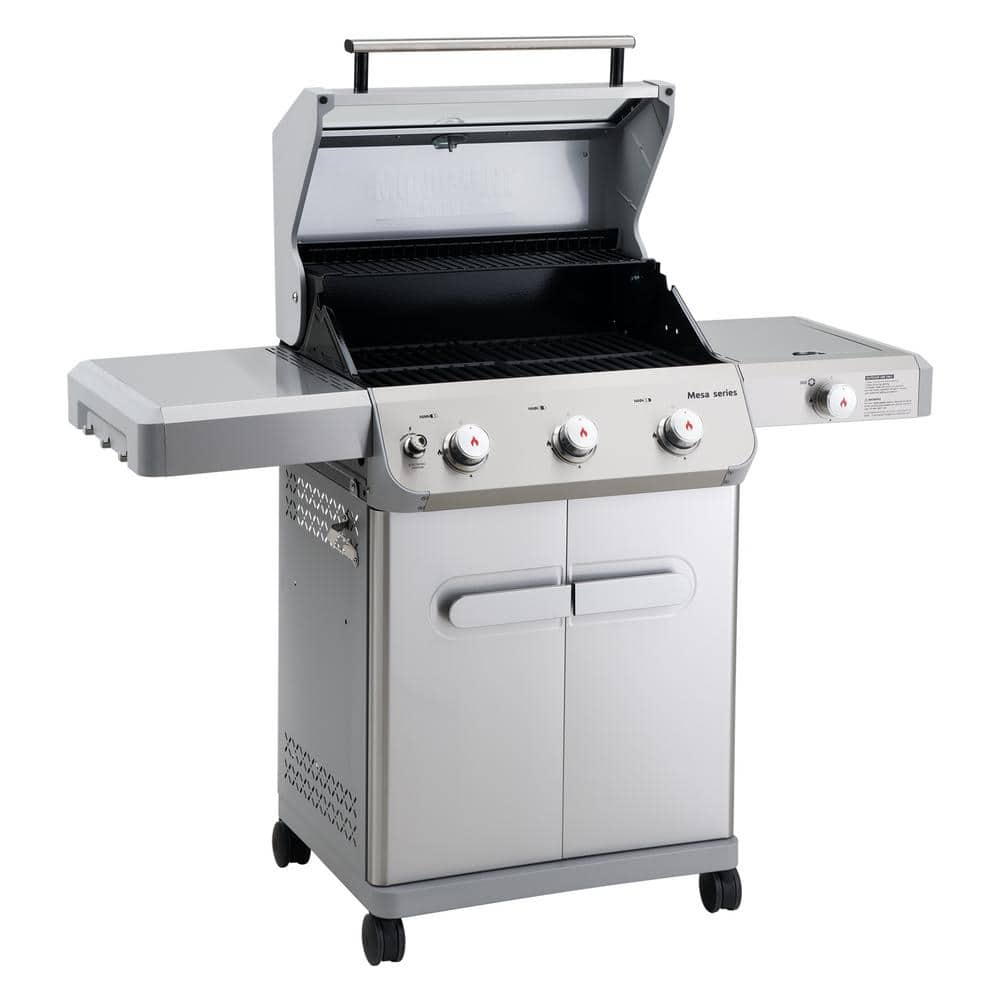 Stainless Steel 3-Burner Propane Gas Grill with Side Burner