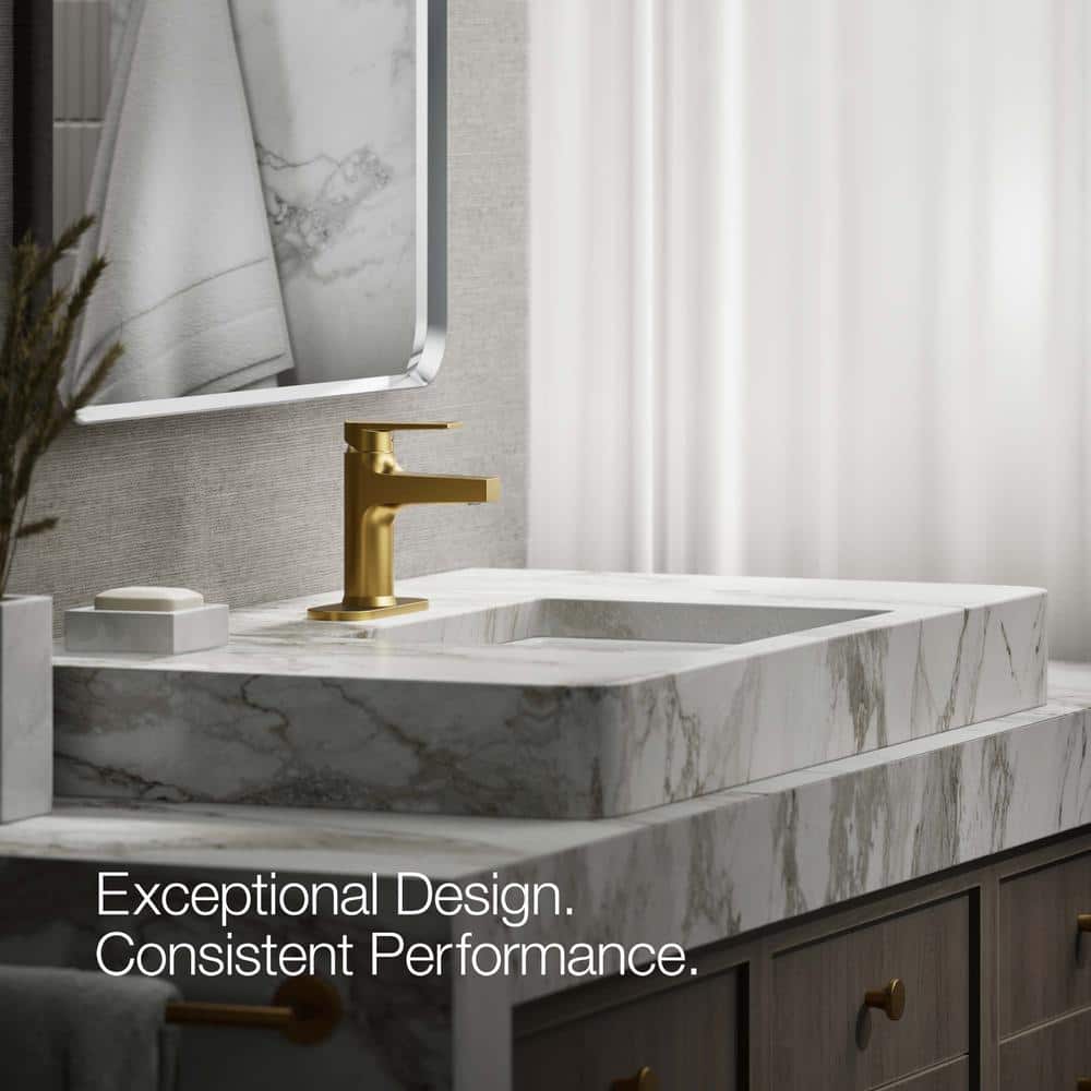 Vibrant Brushed Brass Single-Handle Bathroom Faucet with Escutcheon