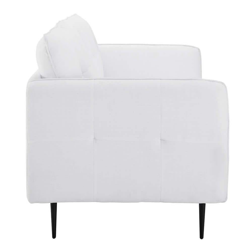 Elegant White Velvet Tufted Sofa with Removable Cushions
