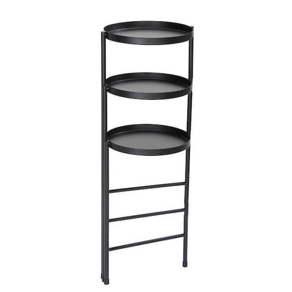 Dyiom 30 in. Tall Outdoor Black Metal Plant Stand Rustproof Heavy