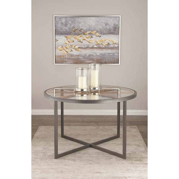 Litton Lane Modern 47 in. Iron and Glass Dining Table