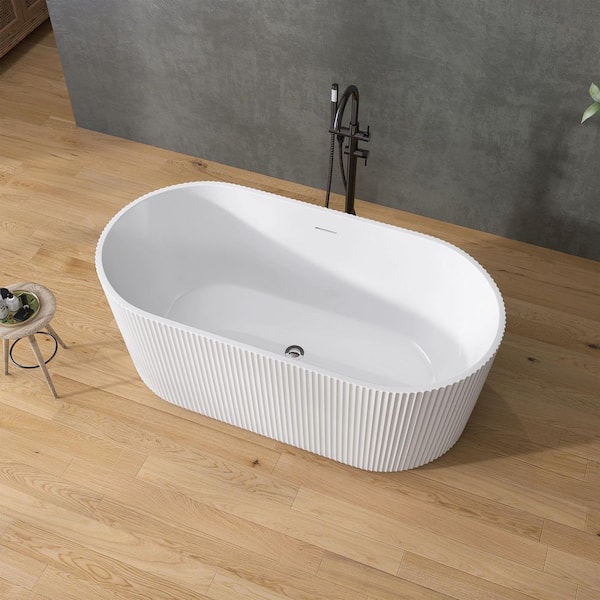 Zeafive Lax 59 in. x 29.53 in. Freestanding Soaking Bathtub