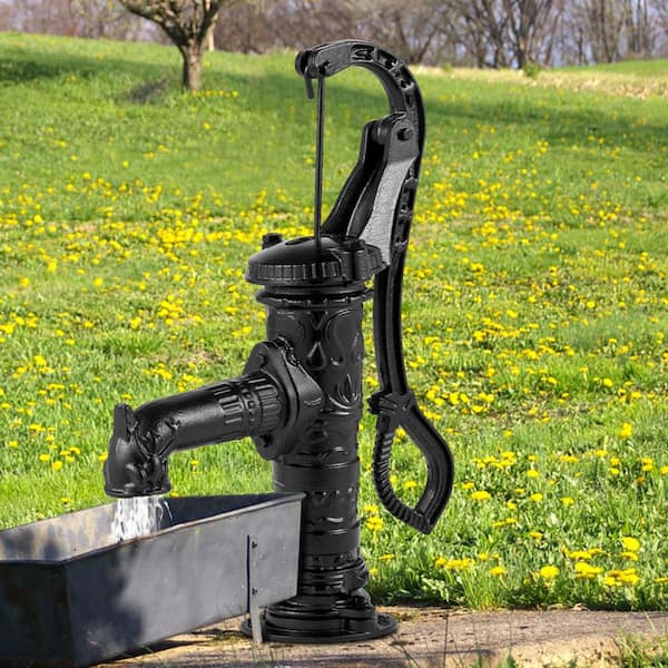 Hand Water Pump 15.7 in. x 9.4 in. x 53.1 in. Retro Style Heavy Duty Cast Iron Pitcher Pump and 26 in. Pump, Black