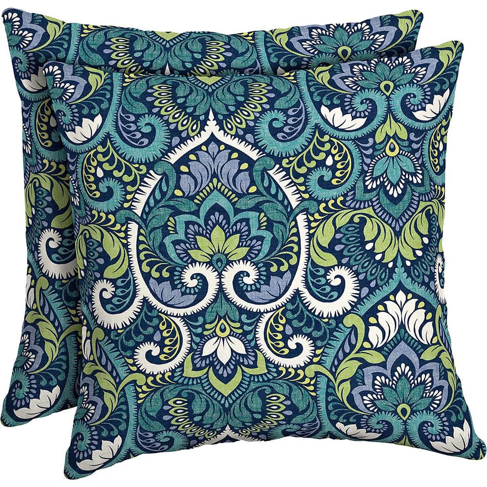 Outdoor Bolster Pillow (2 Pack) 16 in. x 16 in. Sapphire Aurora Blue