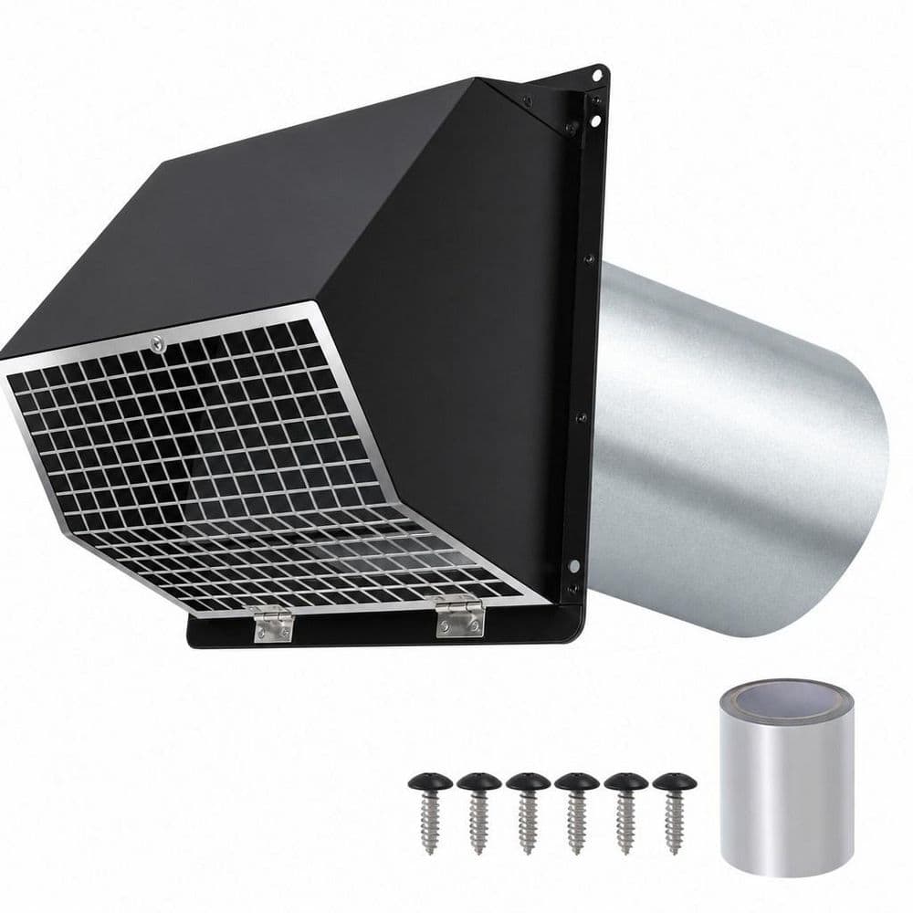 4 in. Black Hooded Wall Exhaust Vent with Screen and Damper, Galvanized Steel, 1-Pack price history on PriceWatchPro