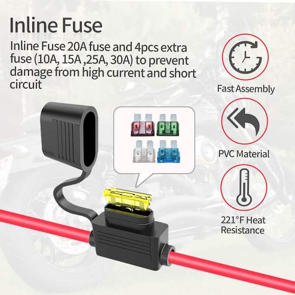 JZK 2FT SAE To O Ring Terminal Harness With 10A Fuse - 2-Pin Quick Disconnect, 18AWG Cable For Battery Charging - View #12