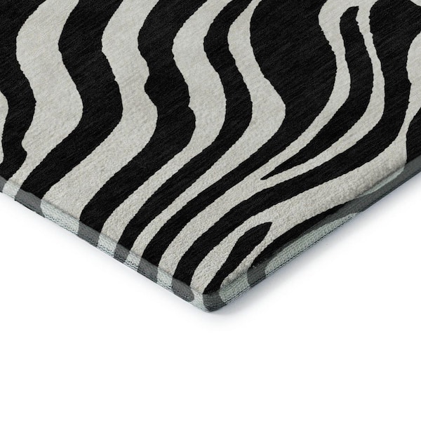 Mayfield Premium Machine Washable Abstract AMF1042 Black 3 ft. x 5 ft. Area Rug