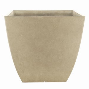 Newland Large 16 in. x 13.5 in. 40 Qt. High Density Resin Bone Square Outdoor Planter