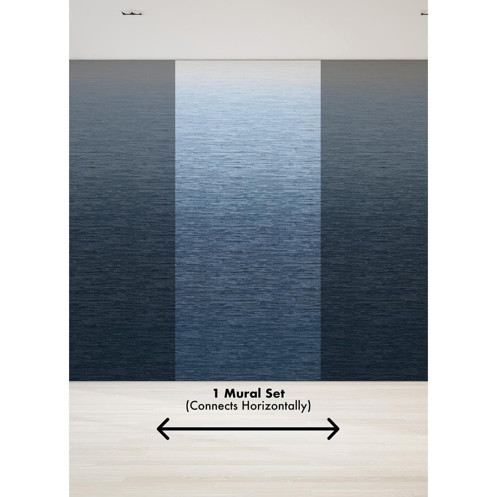 Blue Grasscloth Textured Ombre Wall Mural, 2-Piece Set