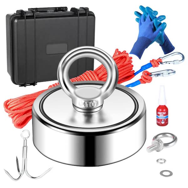 Magnet Fishing Kit, 1200 lbs. 2.95 in. Diameter Double Sided Fishing Magnets, Strong Neodymium Magnet with Rope