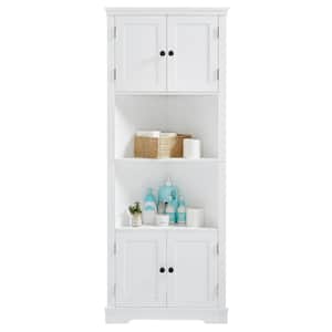 26.00 in. W. x 13.90 in. D x 67.00 in. H White MDF Linen Cabinet, Corner Cabinet with Doors, White