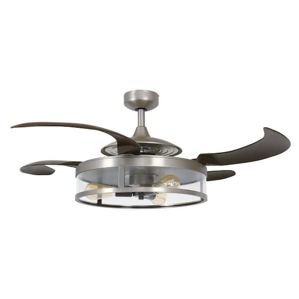 Fanaway Classic Matt Nickel And Espresso Retractable 4 Blade 48 In 3 Light Ceiling Fan 212928010 The Home Depot