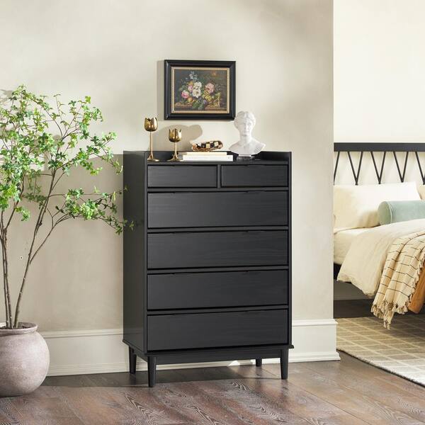 Have a question about Walker Edison Furniture Company Mid-Century Modern Black 6 Drawer 30 in. W Solid Wood Dresser with Tray Top? - Pg 1 - The Home Depot Have a question about Walker Edison Furniture Company Mid-Century Modern Black 6 Drawer 30 in. W Solid Wood Dresser with Tray Top? - Pg 1 - The Home Depot