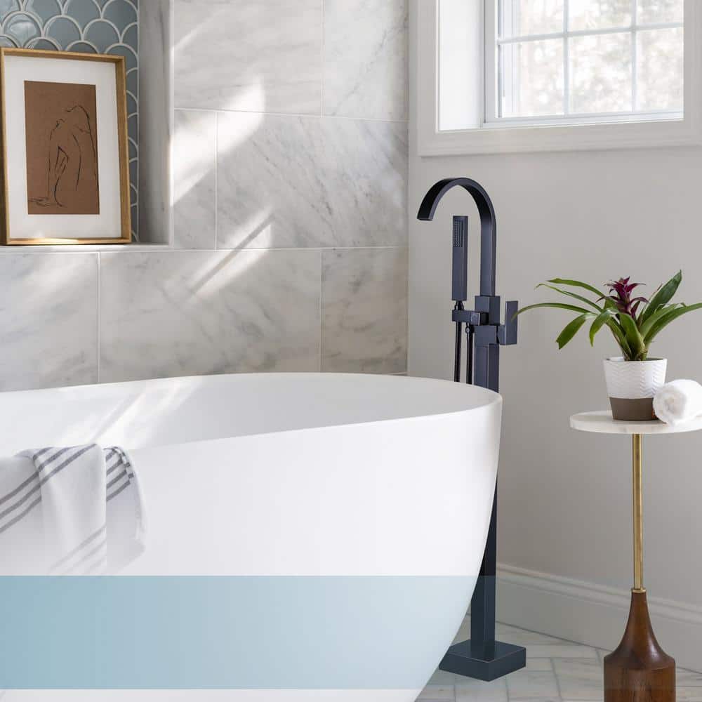 Oil Rubbed Bronze Freestanding Tub Filler with Lever Handle