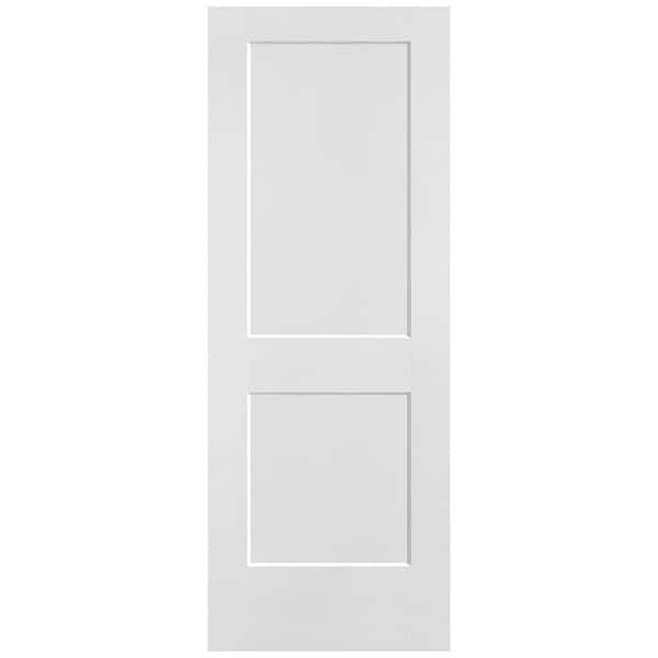 Masonite 30 in. x 80 in. 2-Panel Logan Single Bore Hollow Core Primed Molded Composite Interior Door Slab