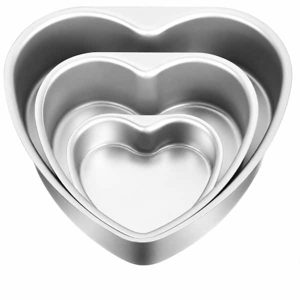 10 in. Heart-Shaped Aluminum Baking Pan for Layer Cakes, Wedding and Party Celebrations (3-Pack)