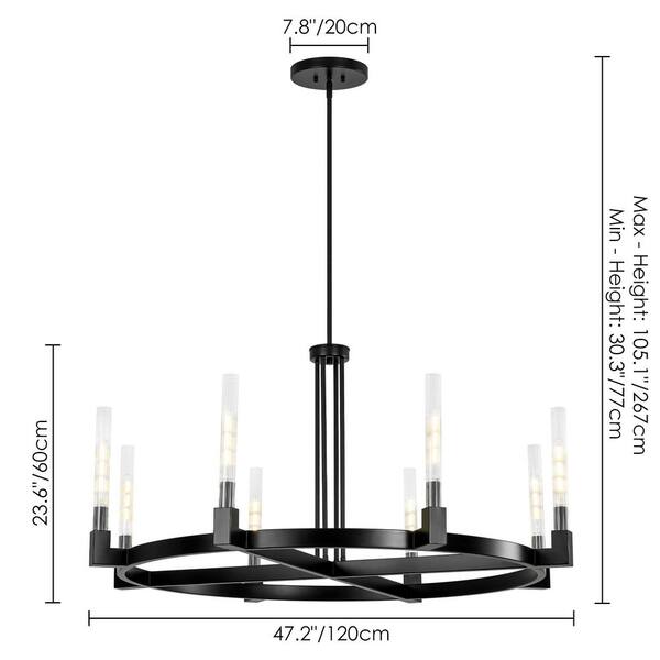 Rennnsan Lydia Black 8-Light Circular Cross Frame Chandelier