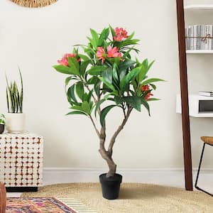 4.75 ft. Real Touch Fuchsia Artificial Plumeria Tree Tropical Plant in Pot