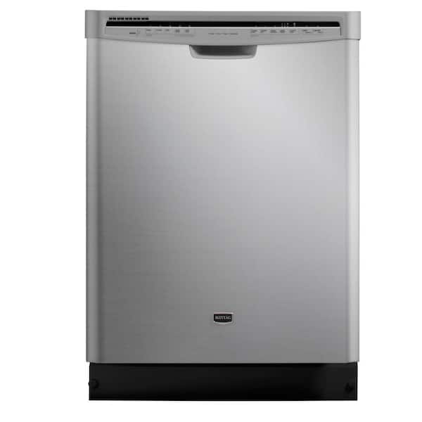 Maytag JetClean Plus Front Control Dishwasher in Monochromatic Stainless Steel with Steam Cleaning