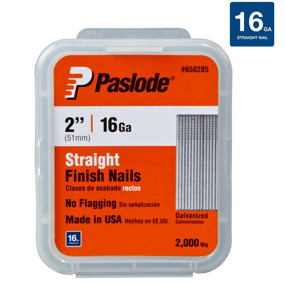 2,000 Per Paslode 650285 2-Inch by 16 Gauge Galvanized Straight Finish Nail