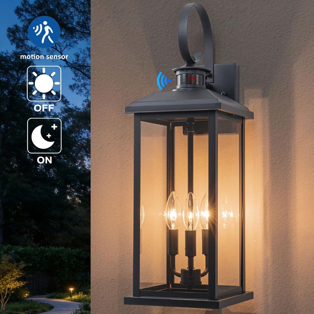 C Cattleya Oversize Black Outdoor Wall Lantern Sconce-23.5 in