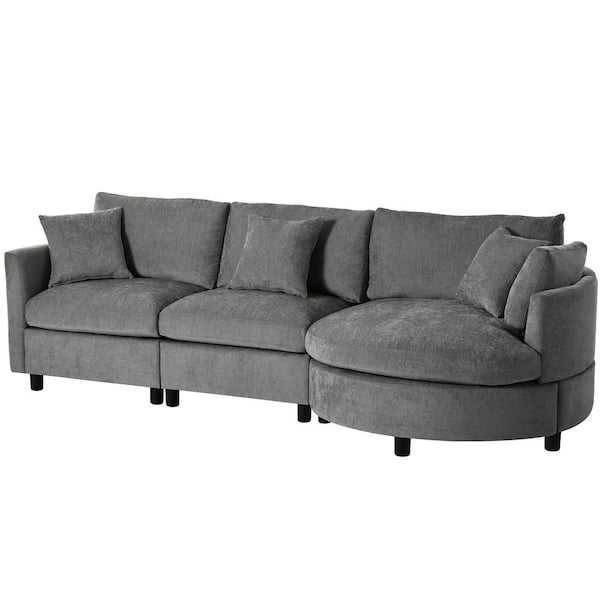 Polibi 111.4 in. Square Arm Polyester Sectional Sofa with 3