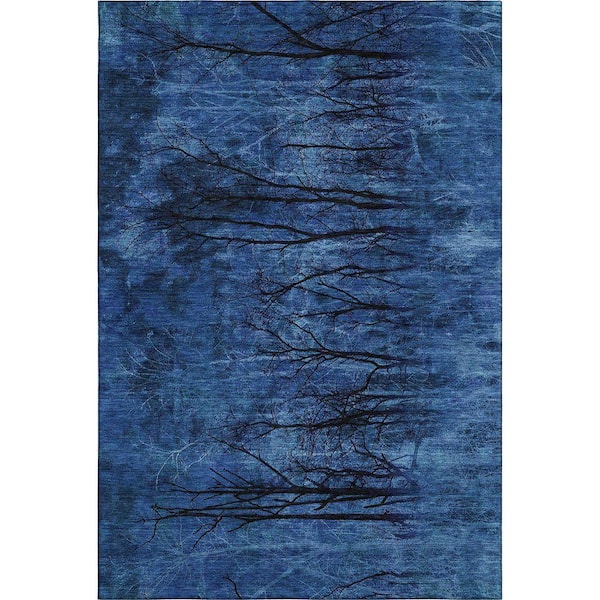 Mayfield Premium Machine Washable Abstract AMF2083 Blue 8 ft. x 10 ft. Area Rug
