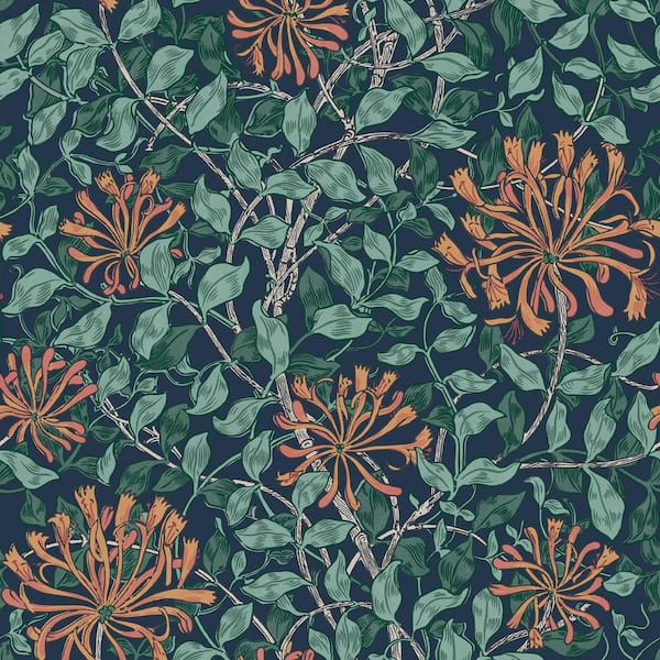 William Morris at Home Honeysuckle Tidewater Blue Wallpaper