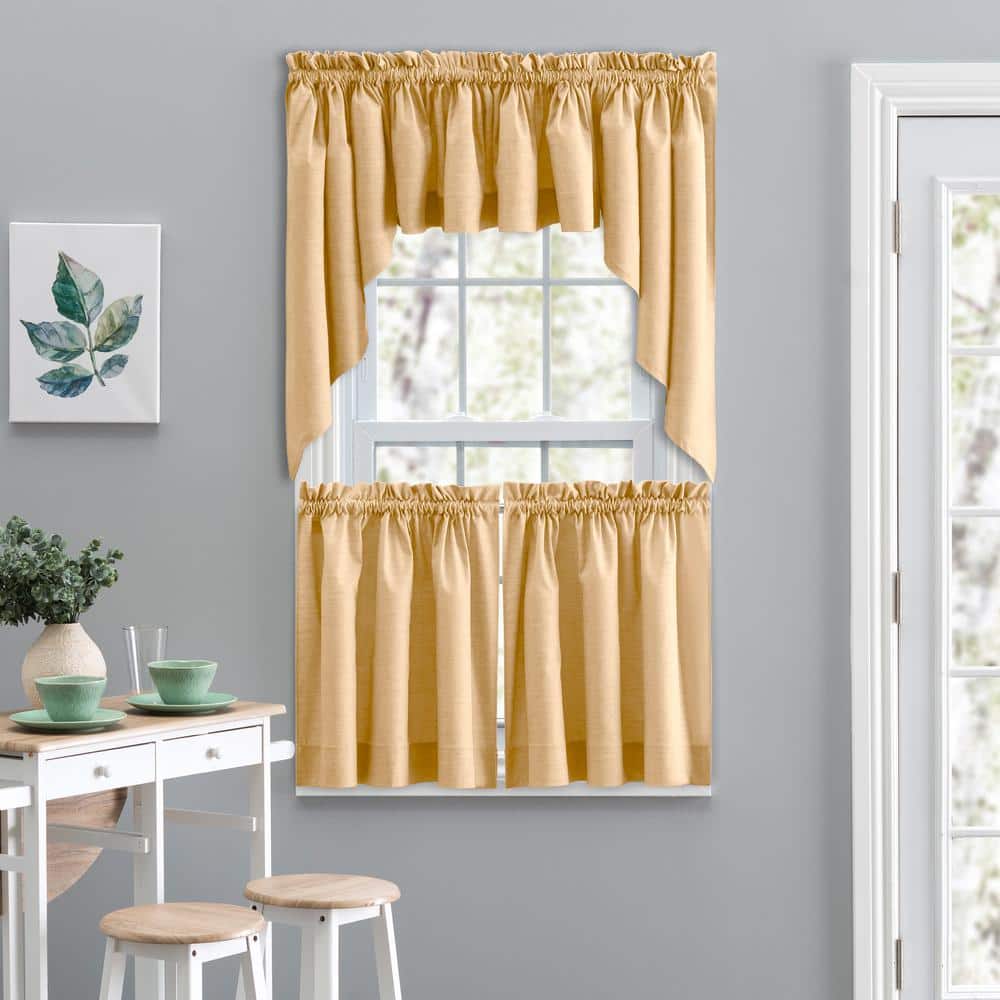 Butter Yellow Poly Cotton Duck Fabric Tailored Swag Valance