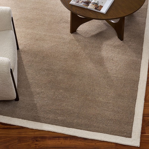 Metro 8 ft.  x 10 ft. Brown/Ivory Border Area Rug