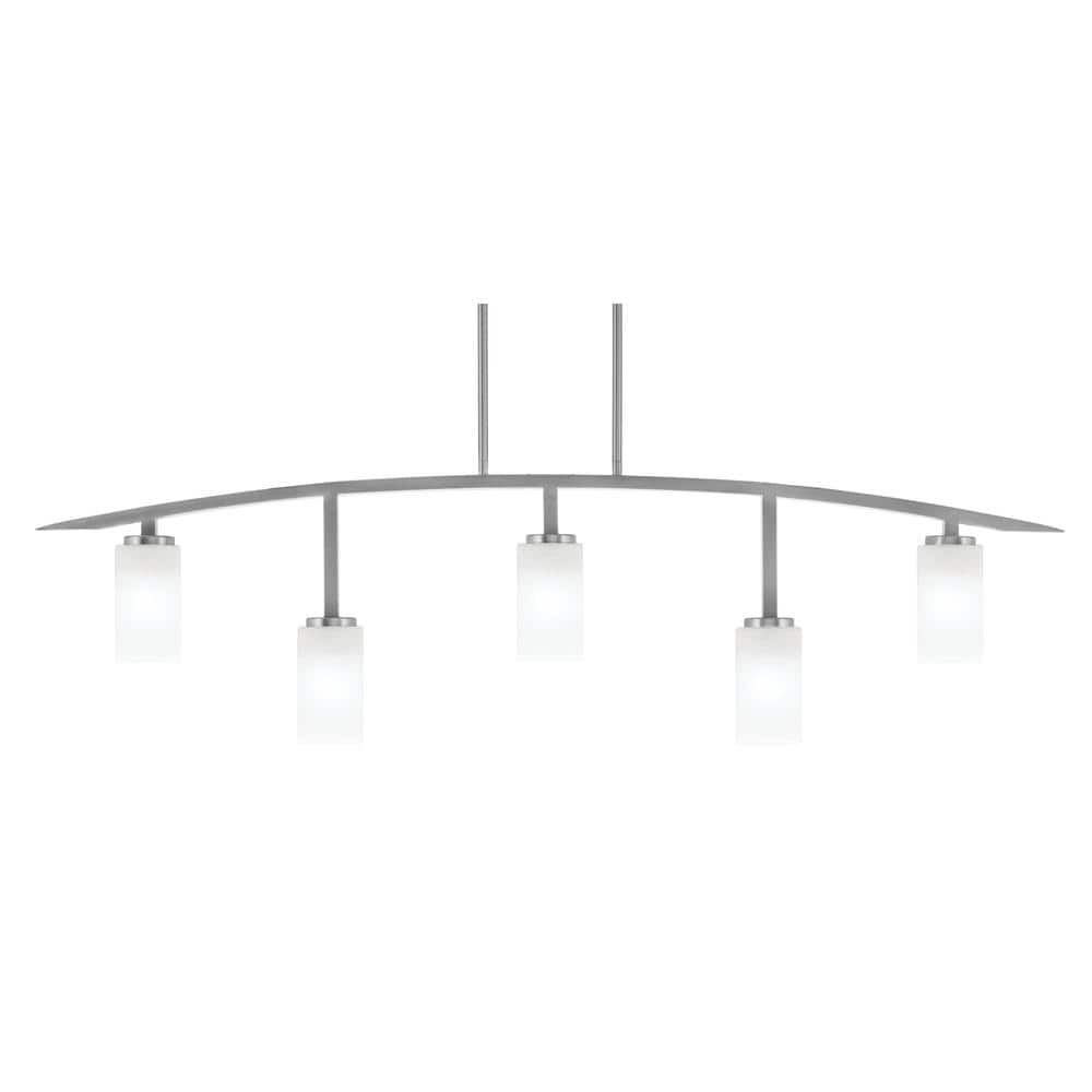 Siena 51.25 in. 5-Light Graphite Chandelier with 3.5 in. White Marble Glass