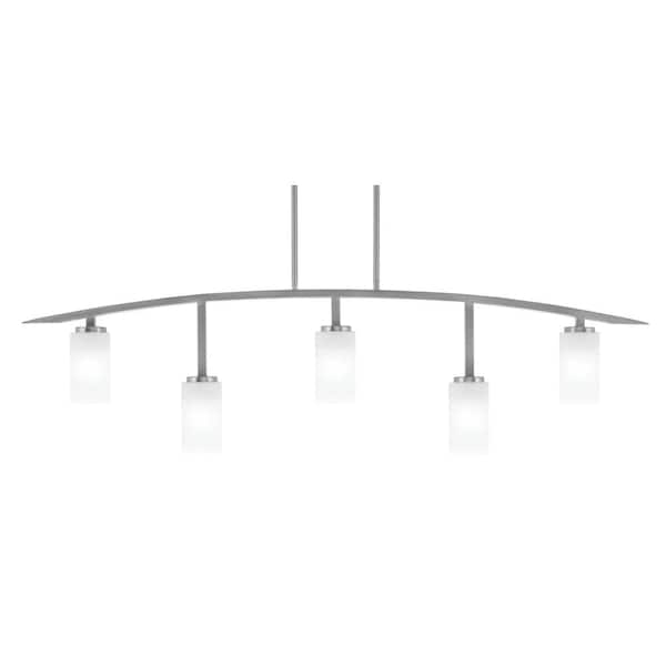 Unbranded Siena 51.25 in. 5-Light Graphite Chandelier with 3.5 in. White Marble Glass Shades, no bulbs included