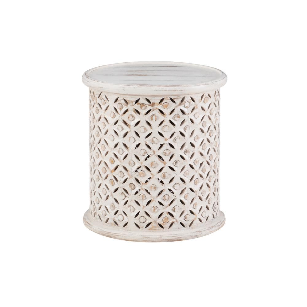 Elia 17 in. White Round Wood End Table price history on PriceWatchPro
