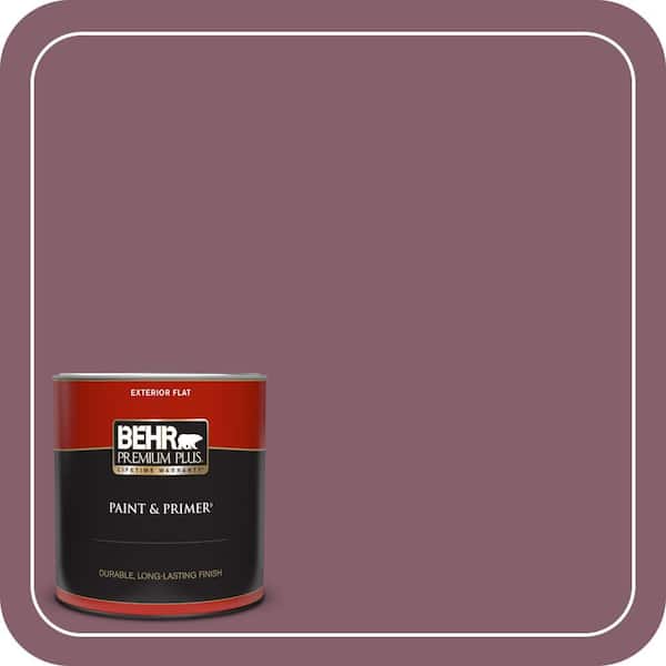 BEHR PREMIUM PLUS 1 qt. #BIC-35 Vintage Plum Flat Exterior Paint & Primer