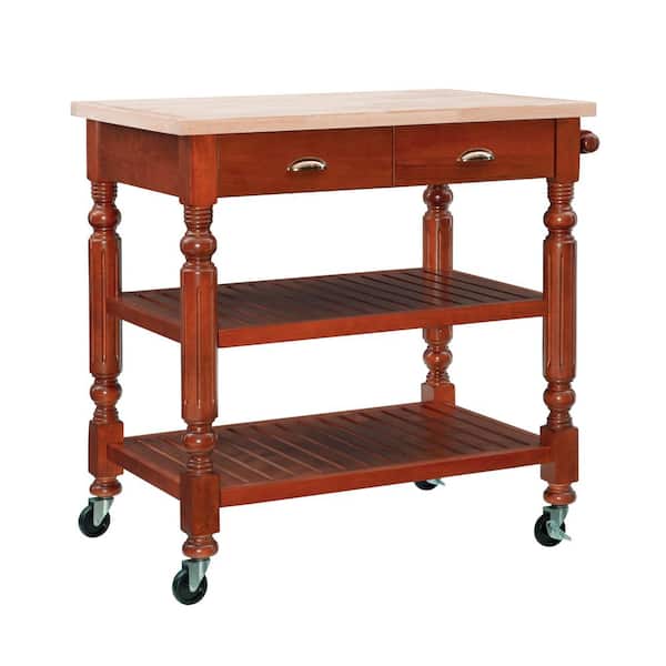 Linon Home Decor Linon Dark Cherry Janelle Kitchen Cart