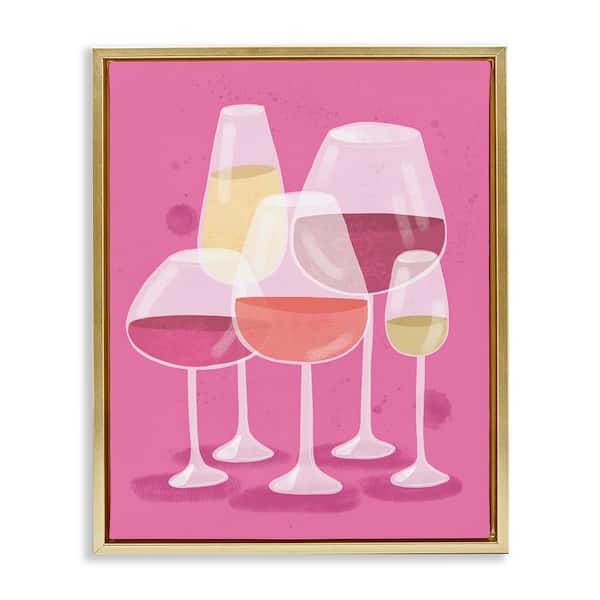 Stupell Industries Varied Wine Glasses by Kristina Hultkrantz Gold Floater Frame Food Graphic Art Print 21 in. x 17 in.