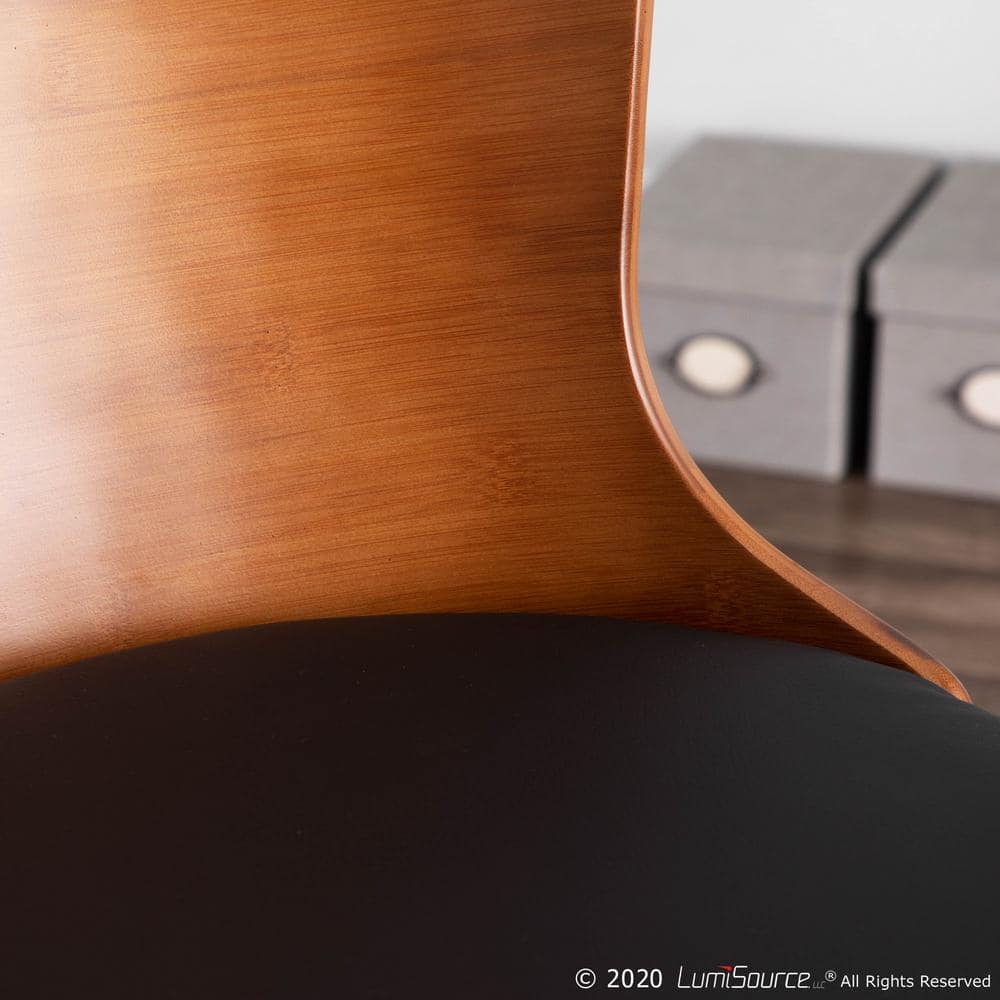 High Walnut and Black Faux Leather Upholstered Side Chair